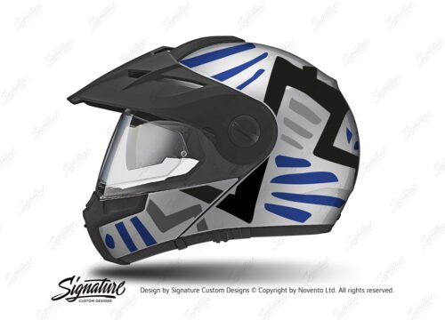 HEL 3953 Schuberth E1 Helmet Silver Massai Blue Grey Black