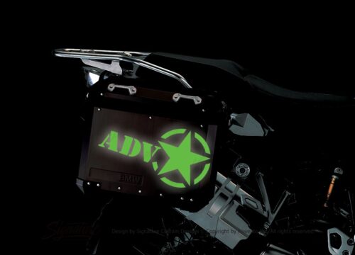 BSTI 4055 BMW ALUMINUM SIDE PANNIERS BLACK ADV STAR REFLECTIVES green night