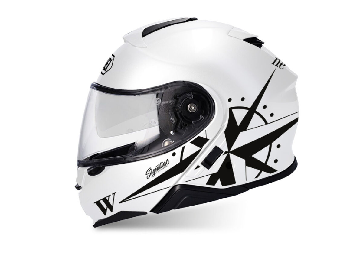 Shoei Neotec II (White) Compass Black Stickers - Signature Custom Designs