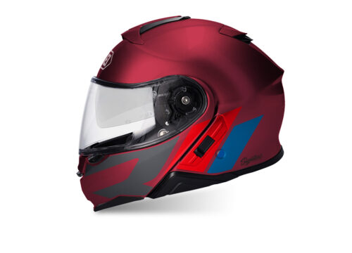 SIG 1496 Shoei Neotec II R Line Wine Red Helmet Red Blue