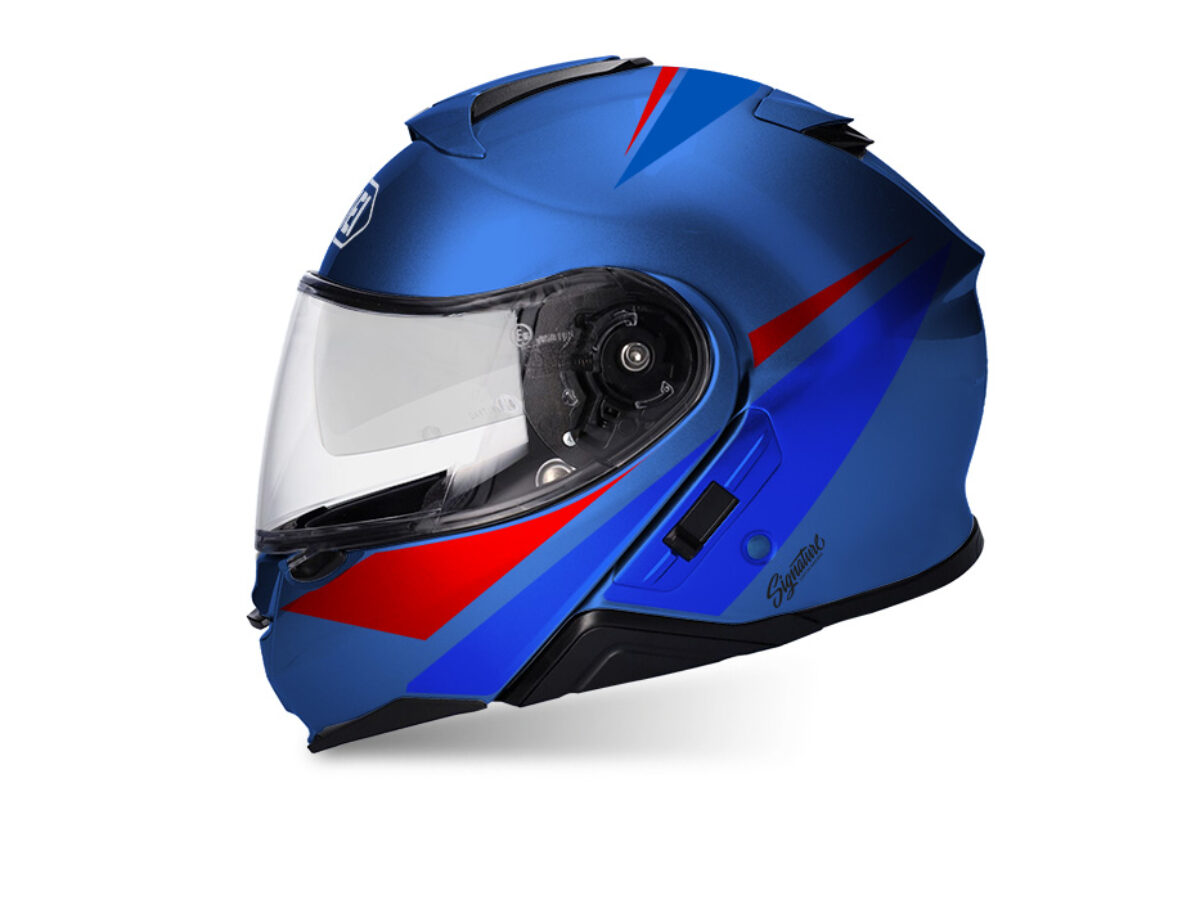 Shoei Neotec II (Blue) Vivo Red & Blue Stickers - Signature Custom